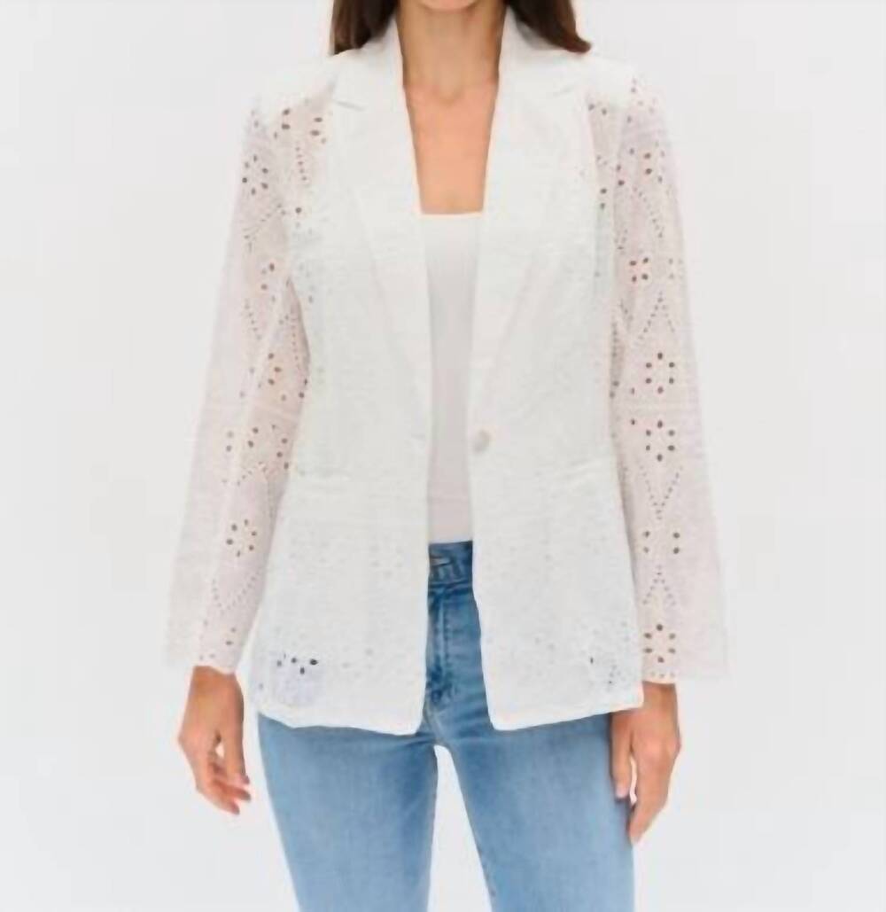 NEW SIX/FIFTY eyelet edit blazer in white